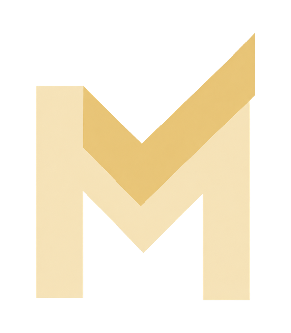 M de MEJORA en marfil y dorado